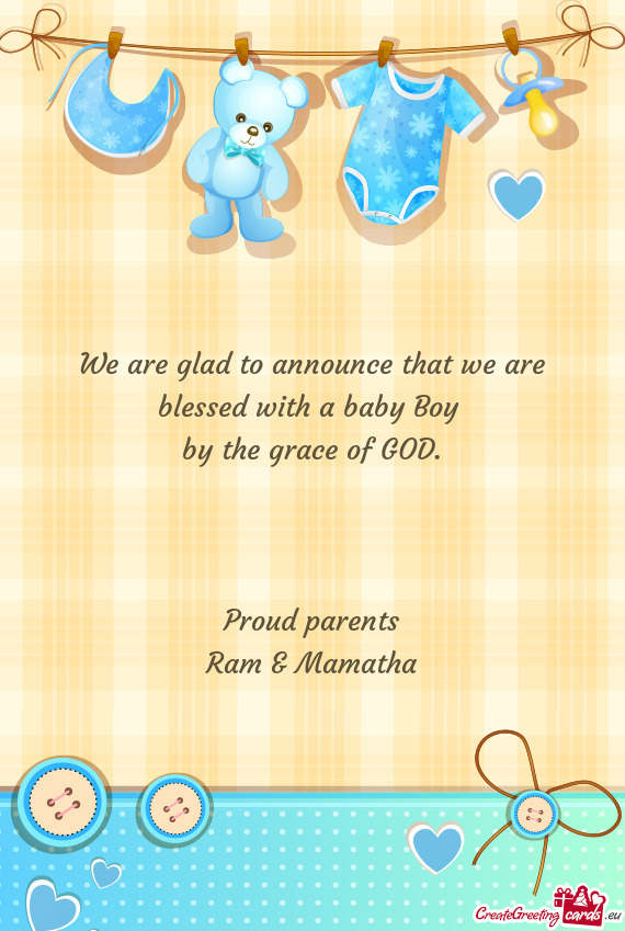 We are glad to announce that we are blessed with a baby