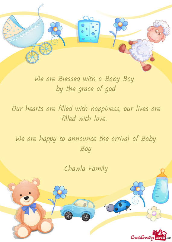 We are happy to announce the arrival of Baby Boy
 
 Chawla Family