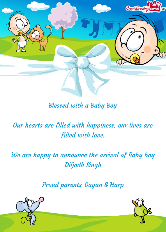 We are happy to announce the arrival of Baby boy Diljodh Singh