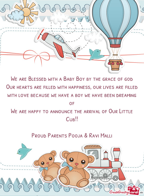 We are happy to announce the arrival of Our Little Cub