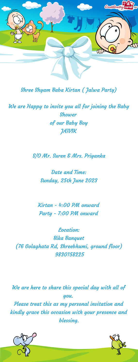 We are Happy to invite you all for joining the Baby Shower