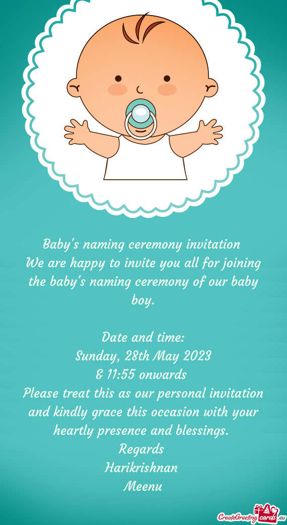 We are happy to invite you all for joining the baby