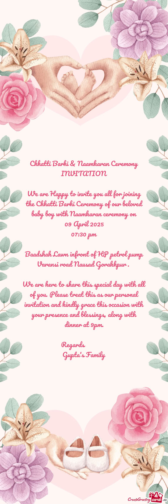 We are Happy to invite you all for joining the Chhatti Barhi Ceremony of our beloved baby boy with N