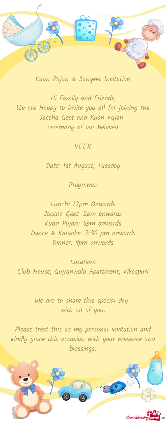 We are Happy to invite you all for joining the Jaccha Geet and Kuan Pujan