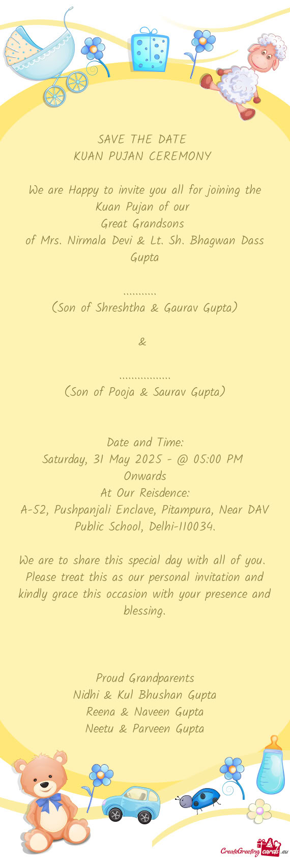 We are Happy to invite you all for joining the Kuan Pujan of our