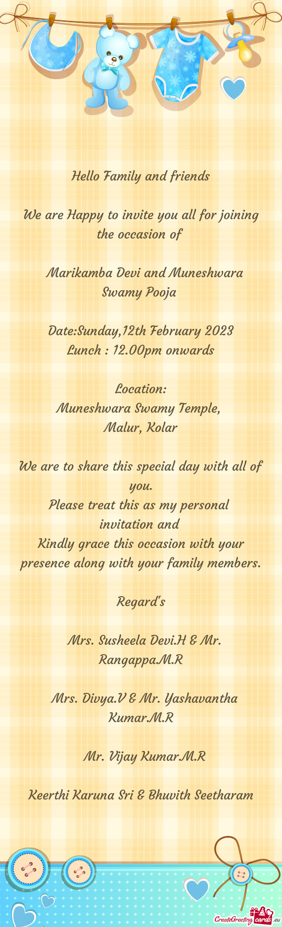 We are Happy to invite you all for joining the occasion of