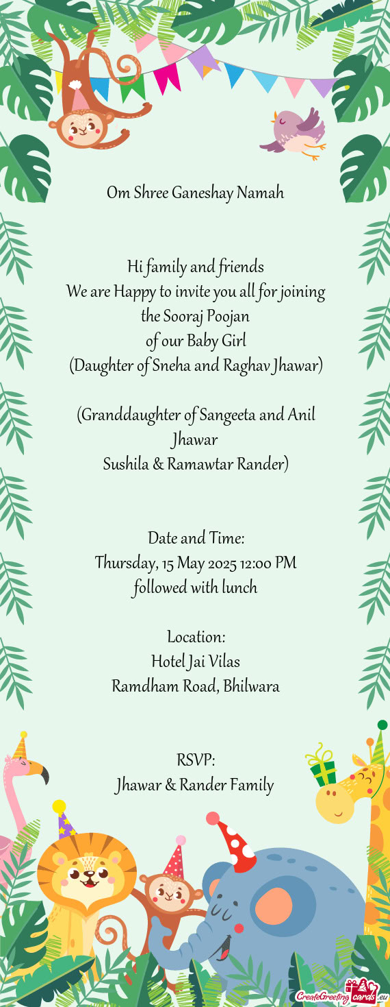 We are Happy to invite you all for joining the Sooraj Poojan