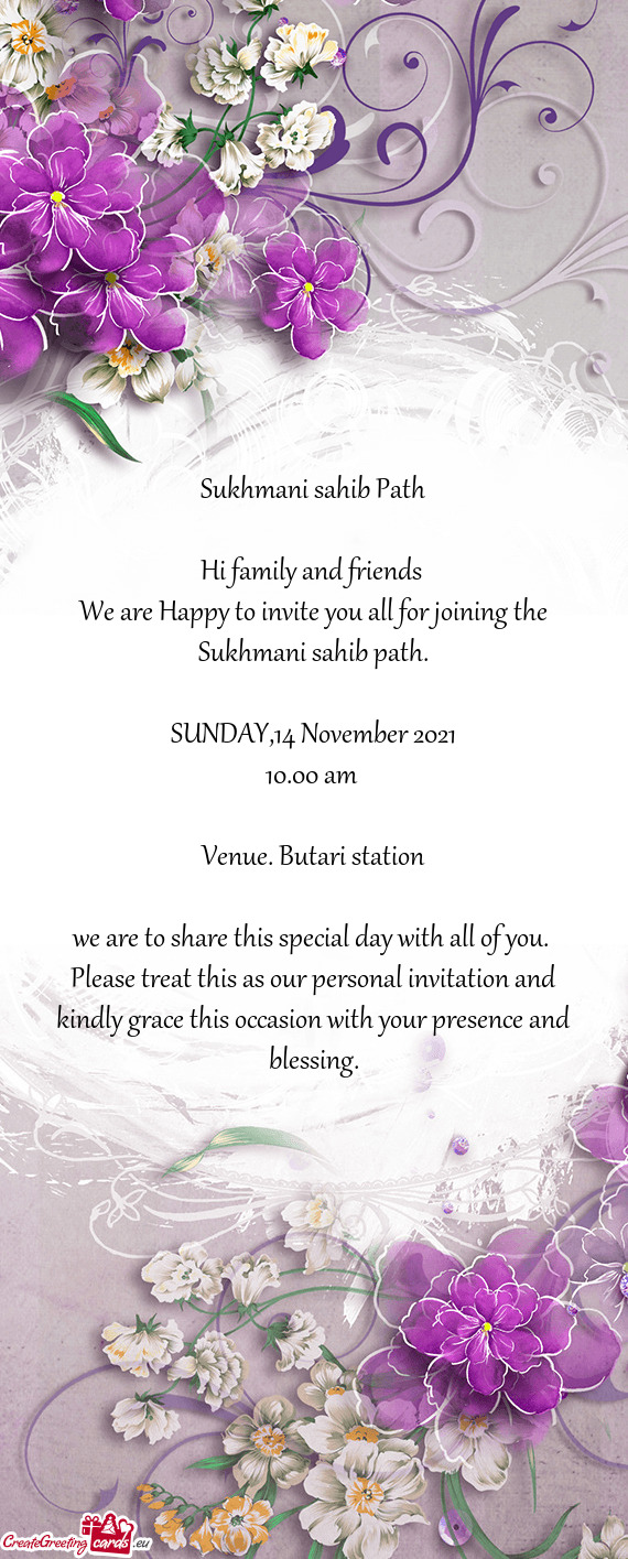 We are Happy to invite you all for joining the Sukhmani sahib path