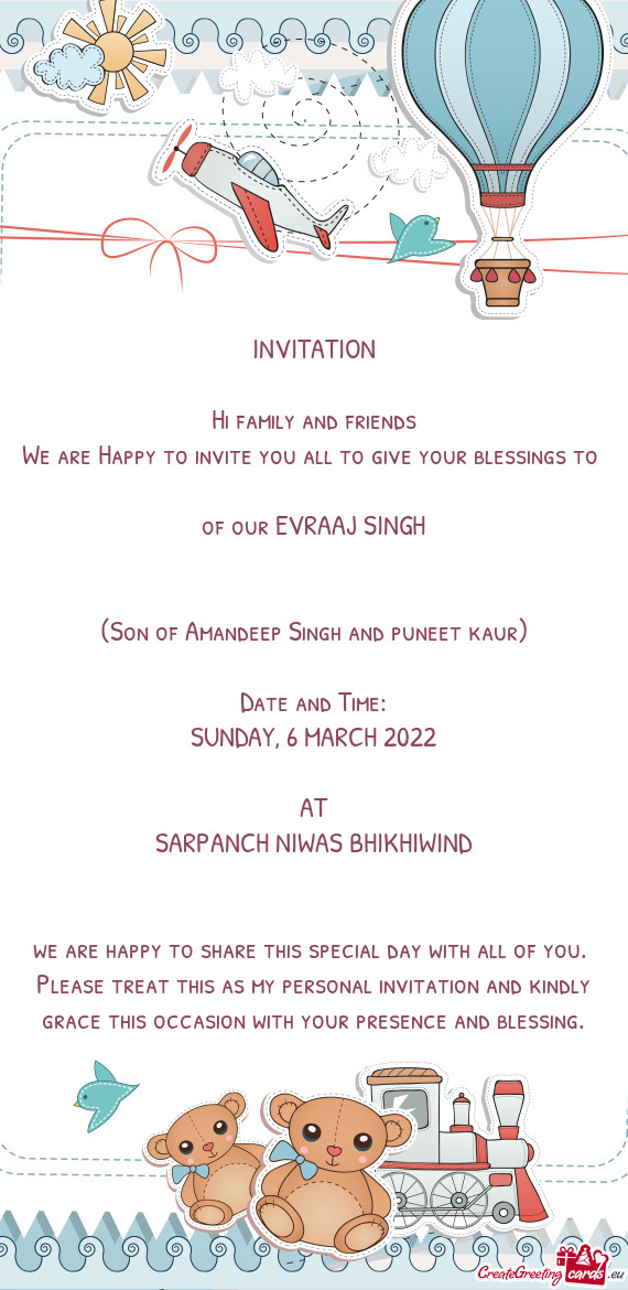 We are Happy to invite you all to give your blessings to