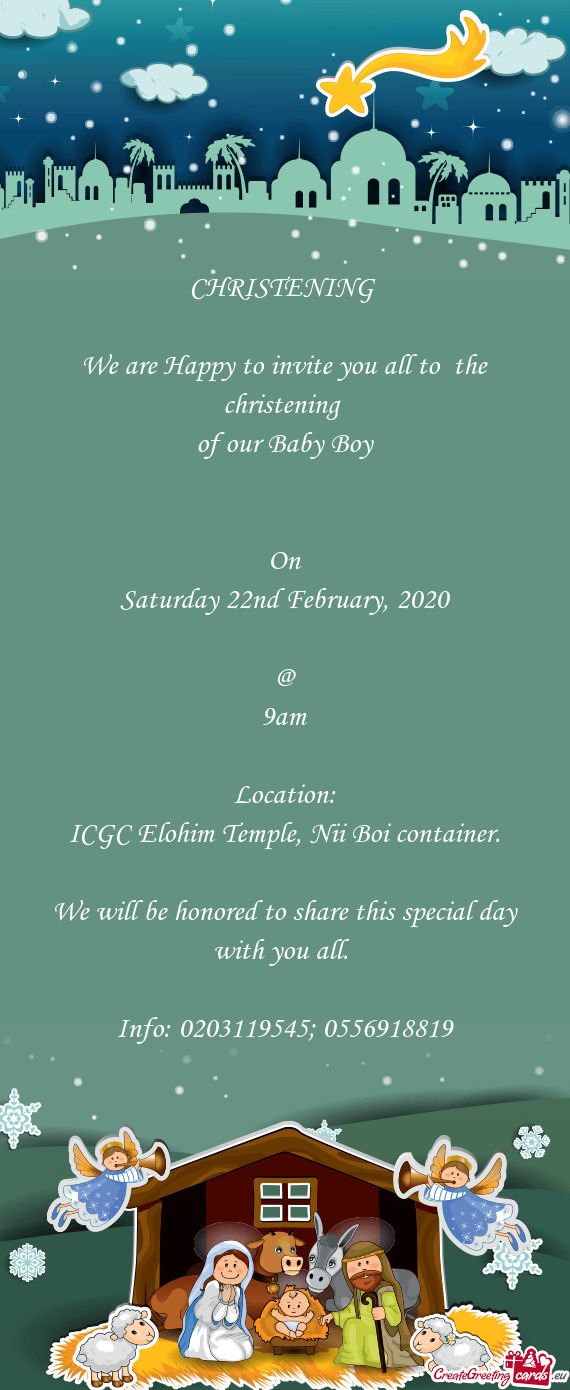 We are Happy to invite you all to the christening