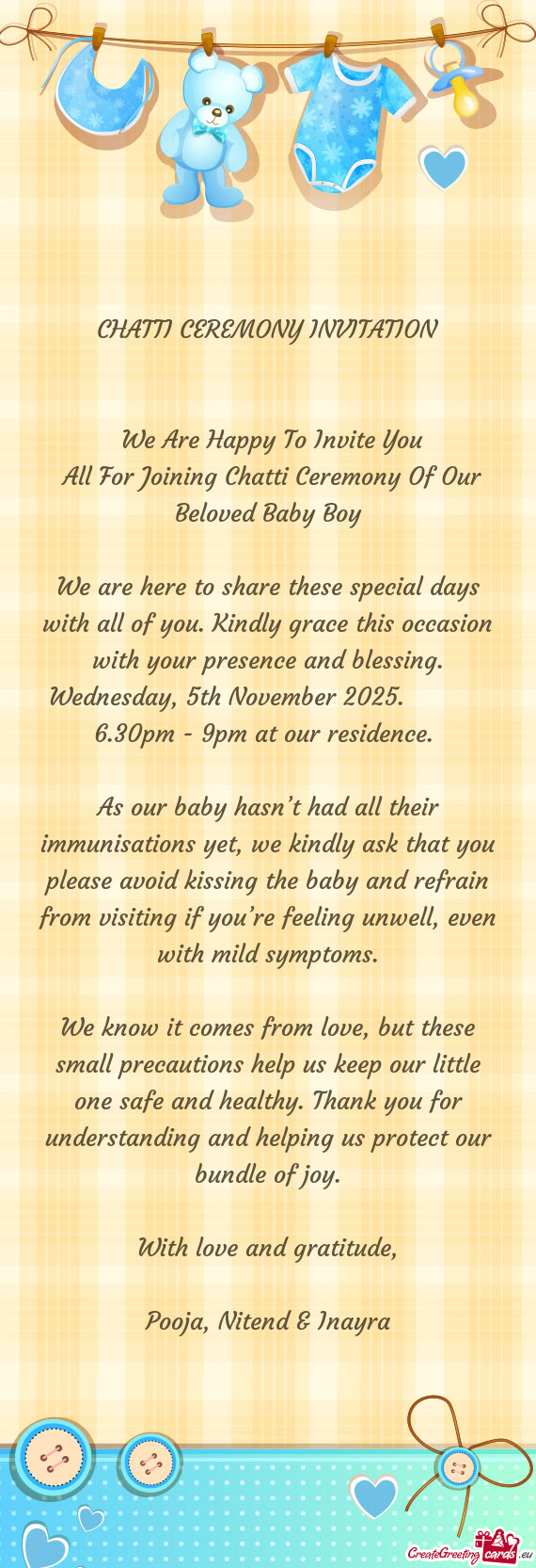 We are here to share these special days with all of you. Kindly grace this occasion with your presen