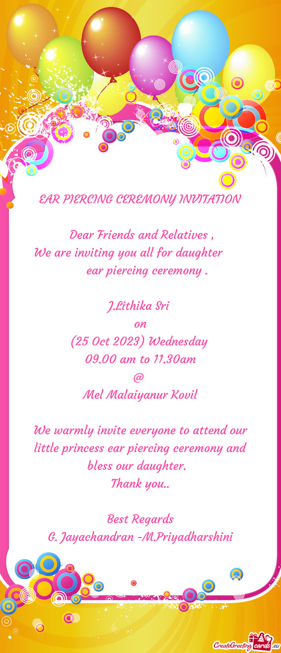 We are inviting you all for daughter