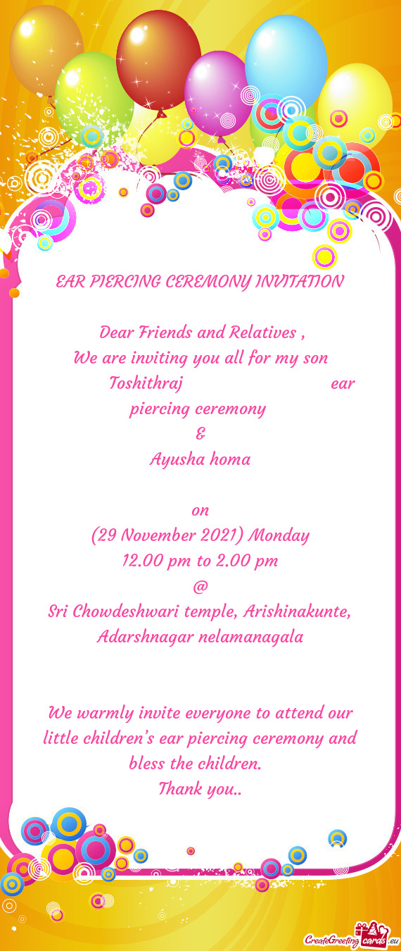 We are inviting you all for my son