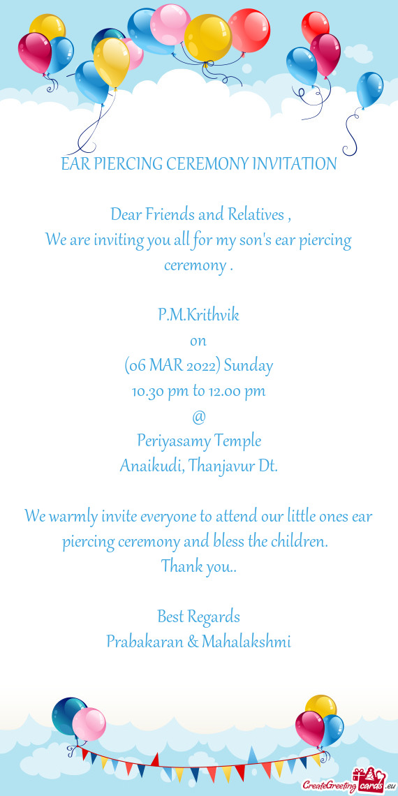 We are inviting you all for my son