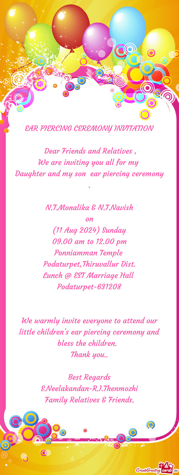 We are inviting you all for my