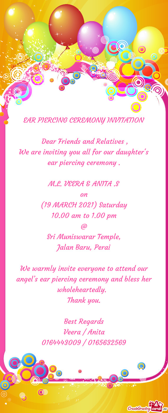 We are inviting you all for our daughter