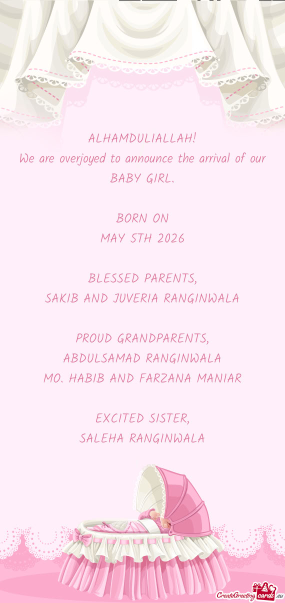 We are overjoyed to announce the arrival of our BABY GIRL