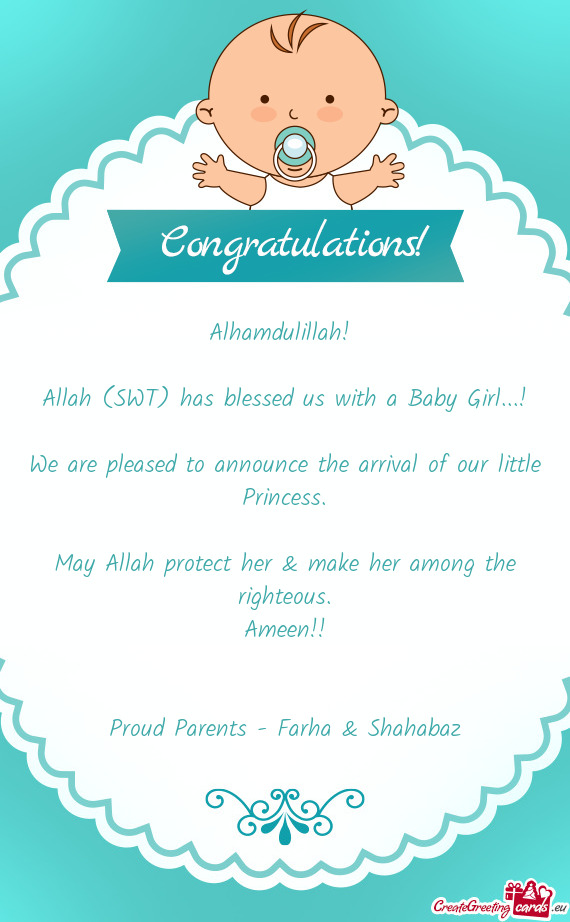 We are pleased to announce the arrival of our little Princess