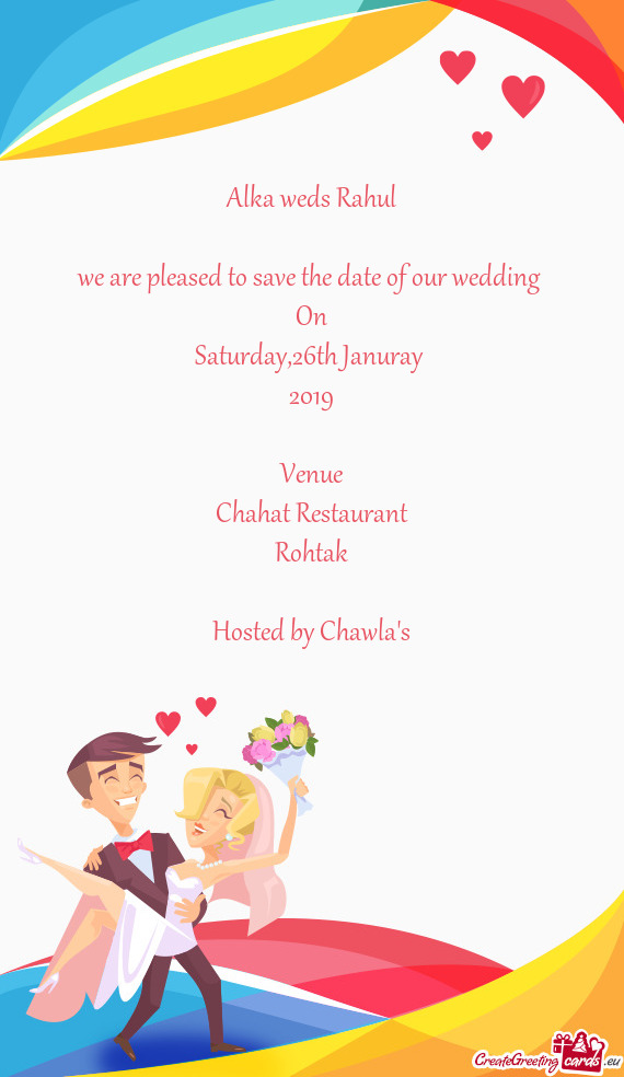 We are pleased to save the date of our wedding