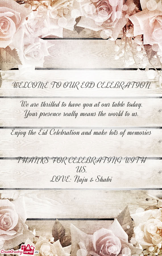 We are thrilled to have you at our table today