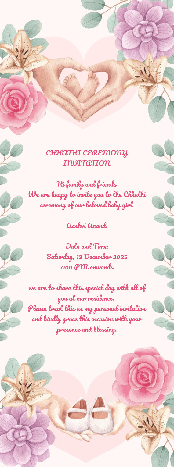 We are to share this special day with all of you at our residence