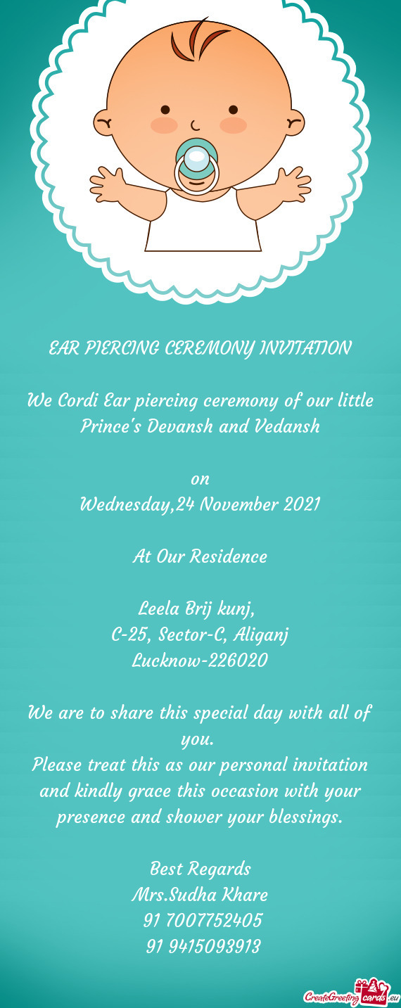 We Cordi Ear piercing ceremony of our little Prince