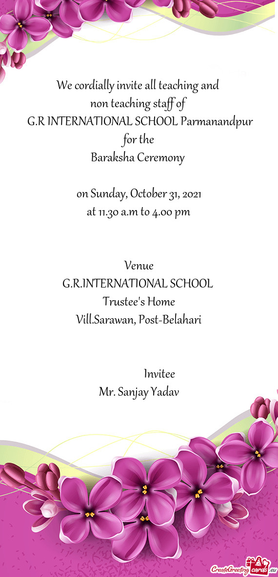 We cordially invite all teaching and