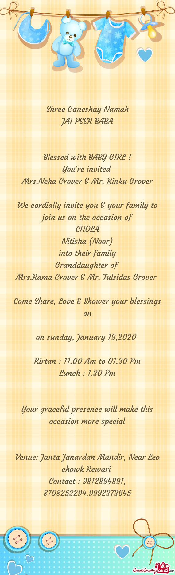 We cordially invite you & your family to join us on the occasion of