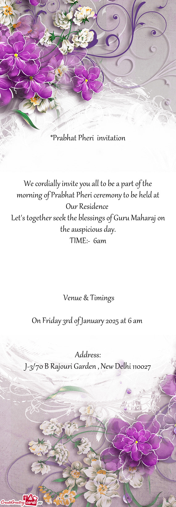 We cordially invite you all to be a part of the morning of Prabhat Pheri ceremony to be held at Our