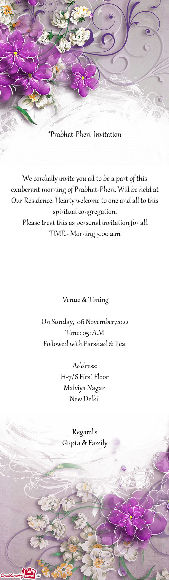 We cordially invite you all to be a part of this exuberant morning of Prabhat-Pheri. Will be held at