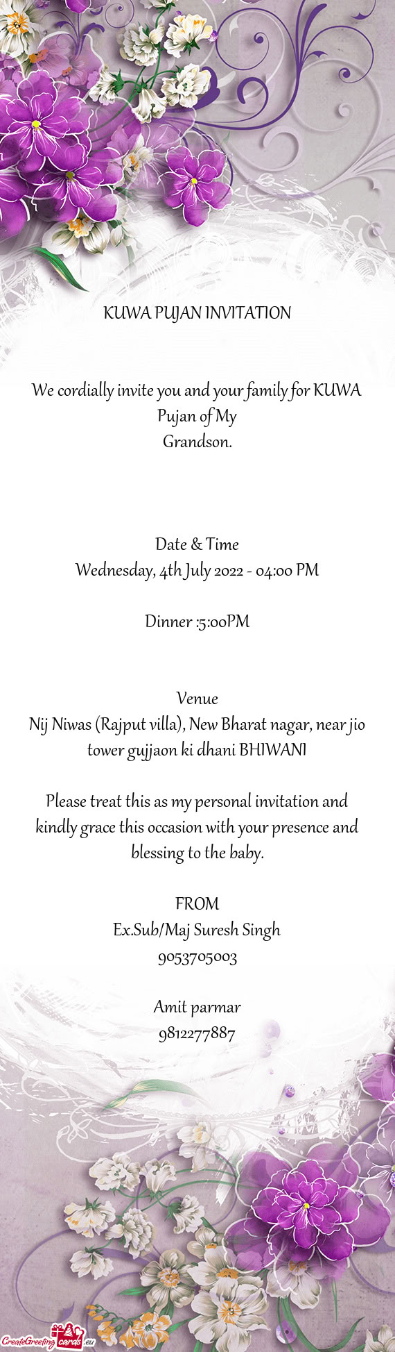 We cordially invite you and your family for KUWA Pujan of My