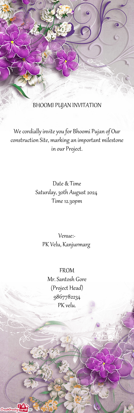 We cordially invite you for Bhoomi Pujan of Our construction Site, marking an important milestone in