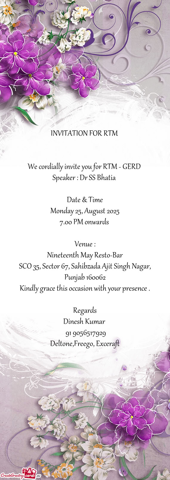 We cordially invite you for RTM - GERD
