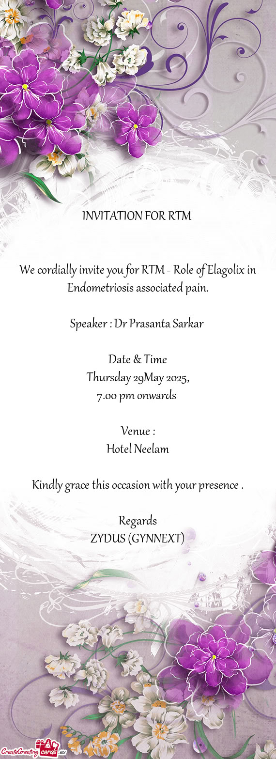 We cordially invite you for RTM - Role of Elagolix in Endometriosis associated pain