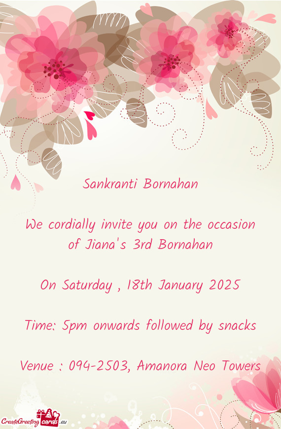 We cordially invite you on the occasion of Jiana