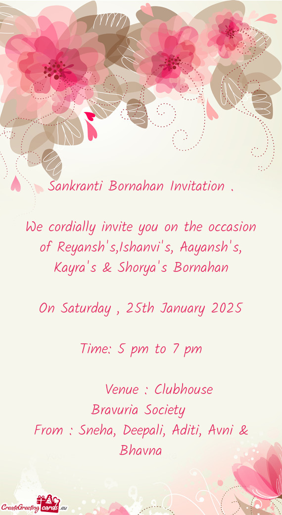 We cordially invite you on the occasion of Reyansh