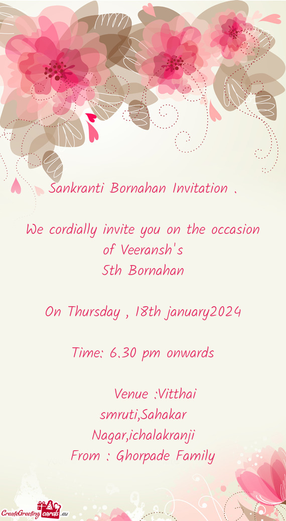 We cordially invite you on the occasion of Veeransh