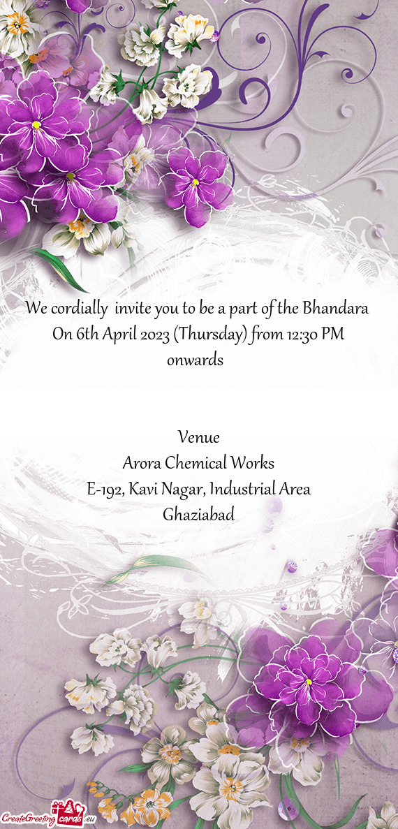 We cordially invite you to be a part of the Bhandara