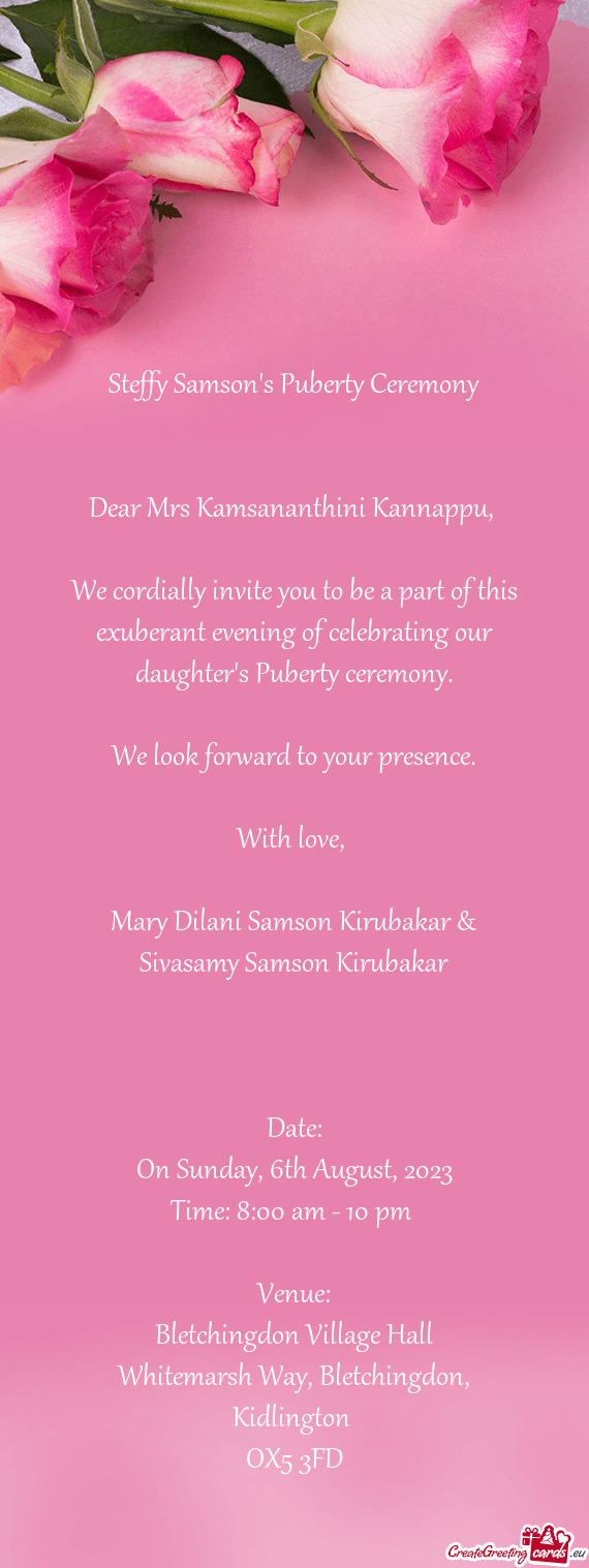 We cordially invite you to be a part of this exuberant evening of celebrating our daughter