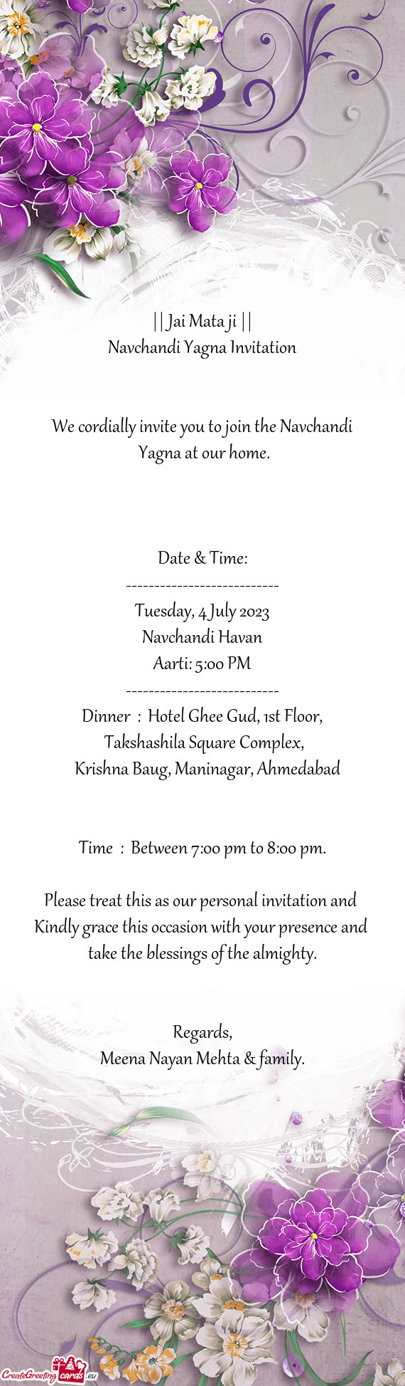 We cordially invite you to join the Navchandi