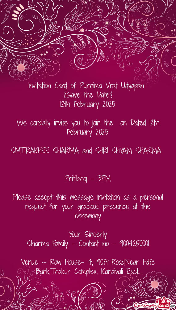 We cordially invite you to join the on Dated 12th February 2025