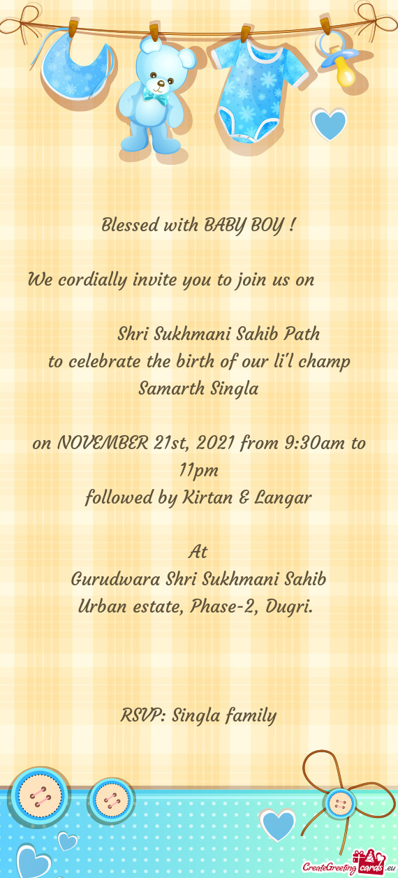 We cordially invite you to join us on     Shri Sukhmani Sahib Path