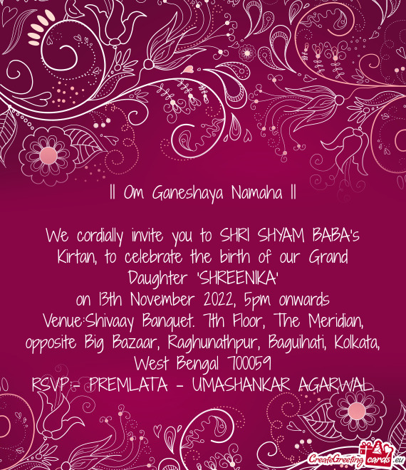 We cordially invite you to SHRI SHYAM BABA