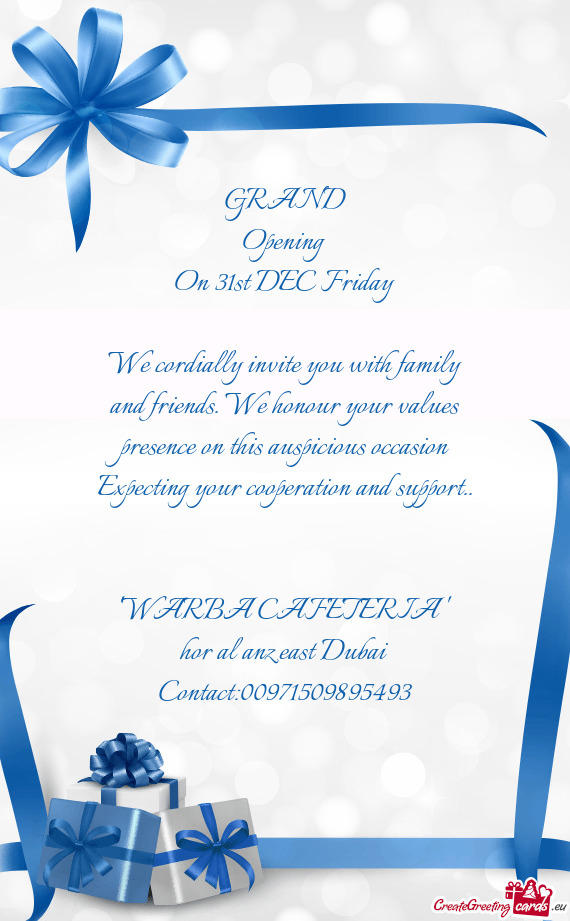 We cordially invite you with family and friends. We honour your values presence on this auspicious o