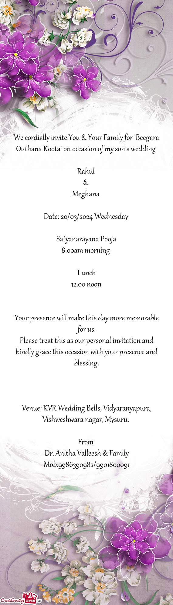 We cordially invite You & Your Family for 