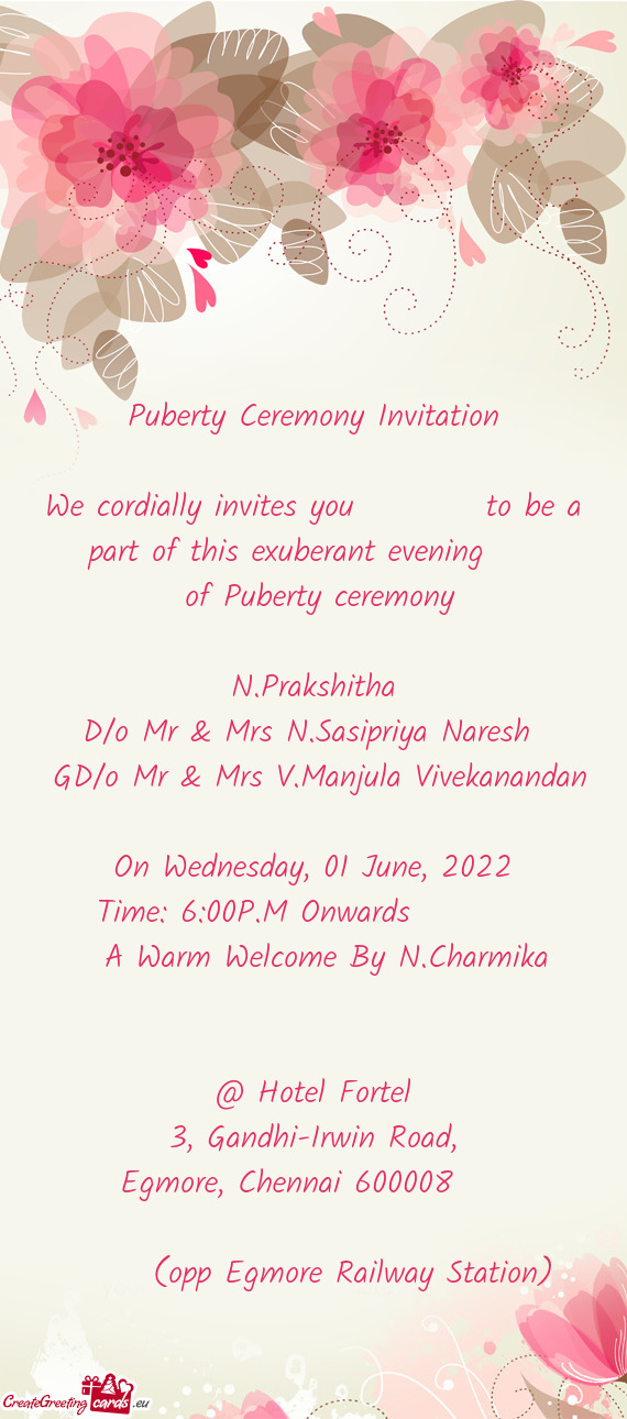 We cordially invites you   to be a part of this exuberant evening