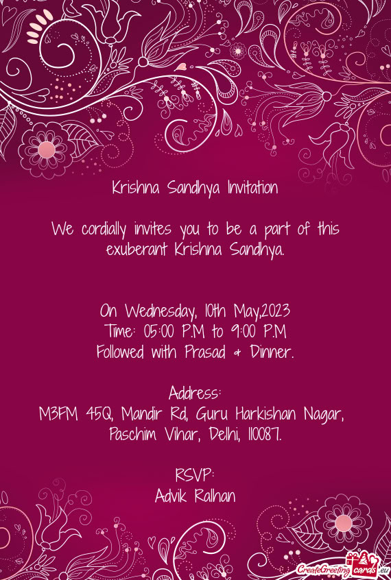 We cordially invites you to be a part of this exuberant Krishna Sandhya