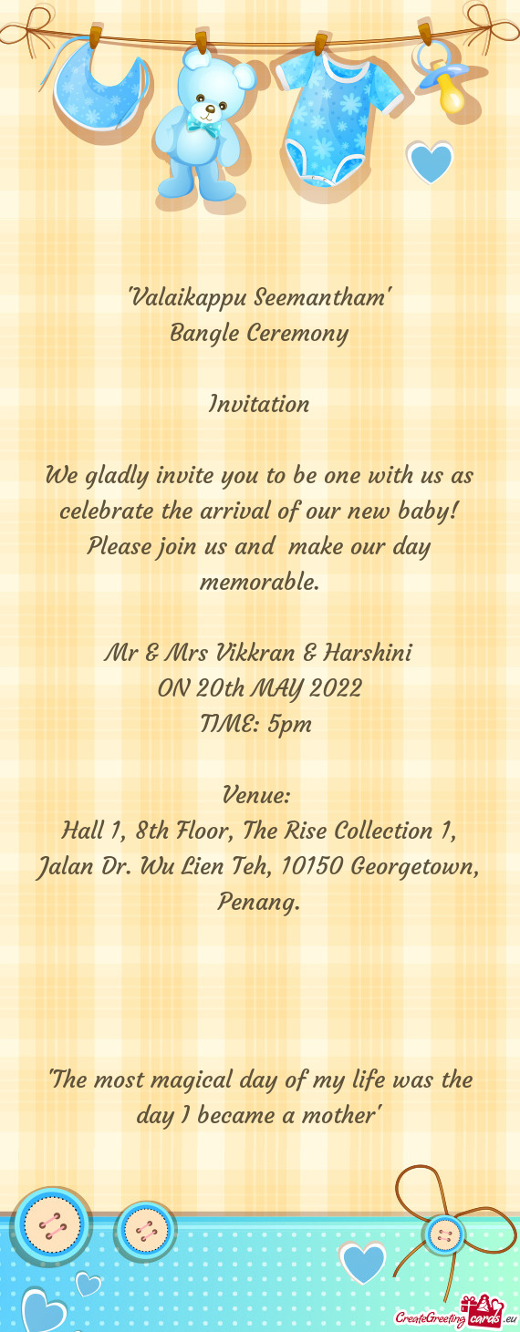 We gladly invite you to be one with us as celebrate the arrival of our new baby