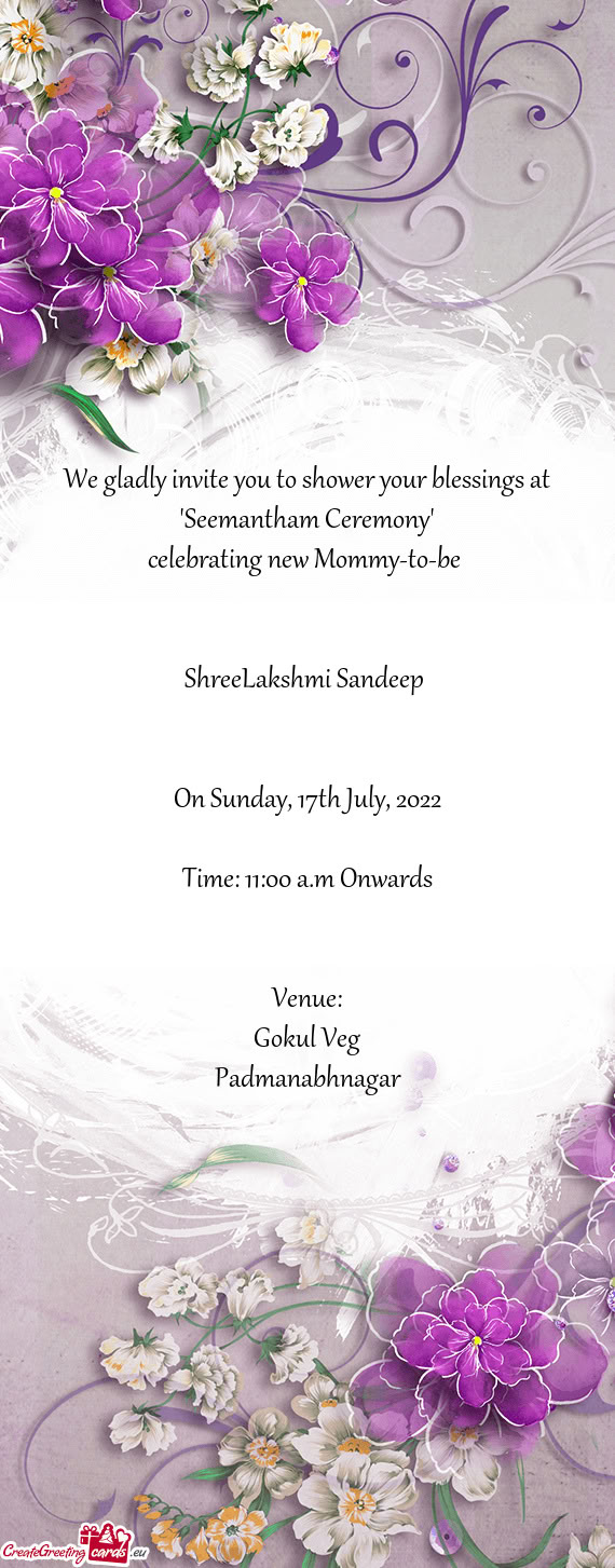 We gladly invite you to shower your blessings at