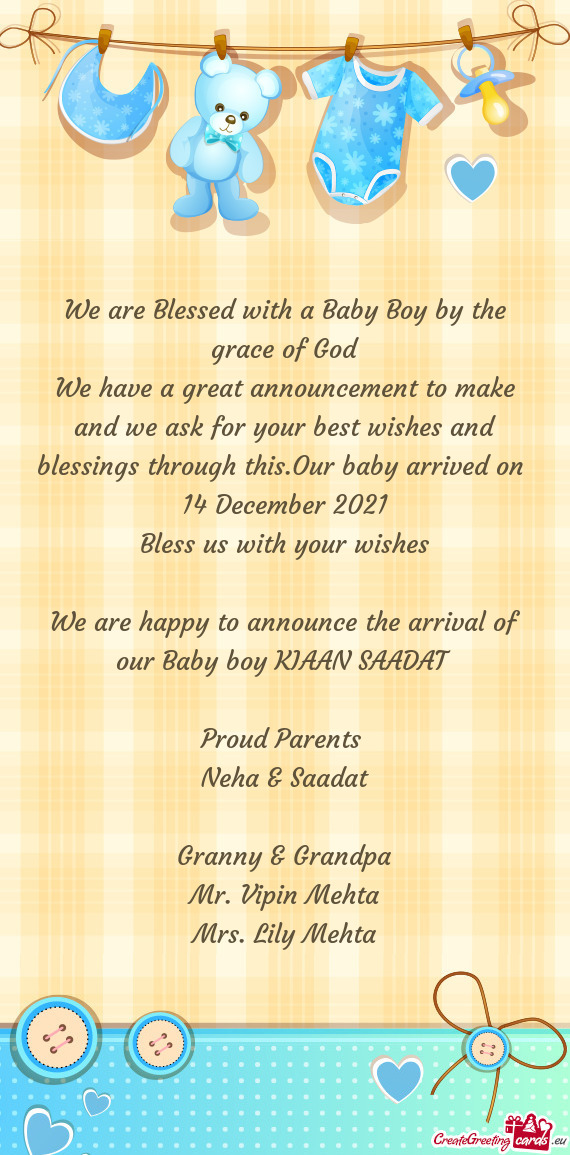 We have a great announcement to make and we ask for your best wishes and blessings through this.Our